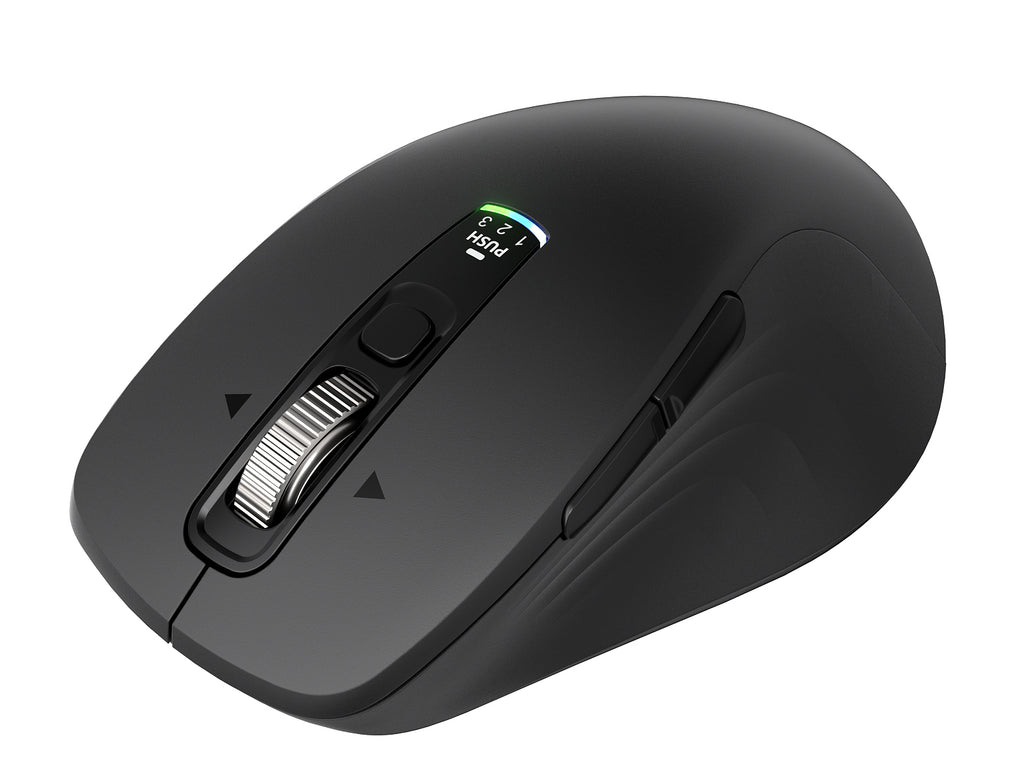 Wireless Bluetooth Mouse, Multi-Device Ergonomic Mouse with 5 Programmable Buttons, 4-Way Metal Scroll Wheel,4800 DPI Adjustable, 18-Month Battery Life, Silent Click, for Laptop, PC, Mac - Black