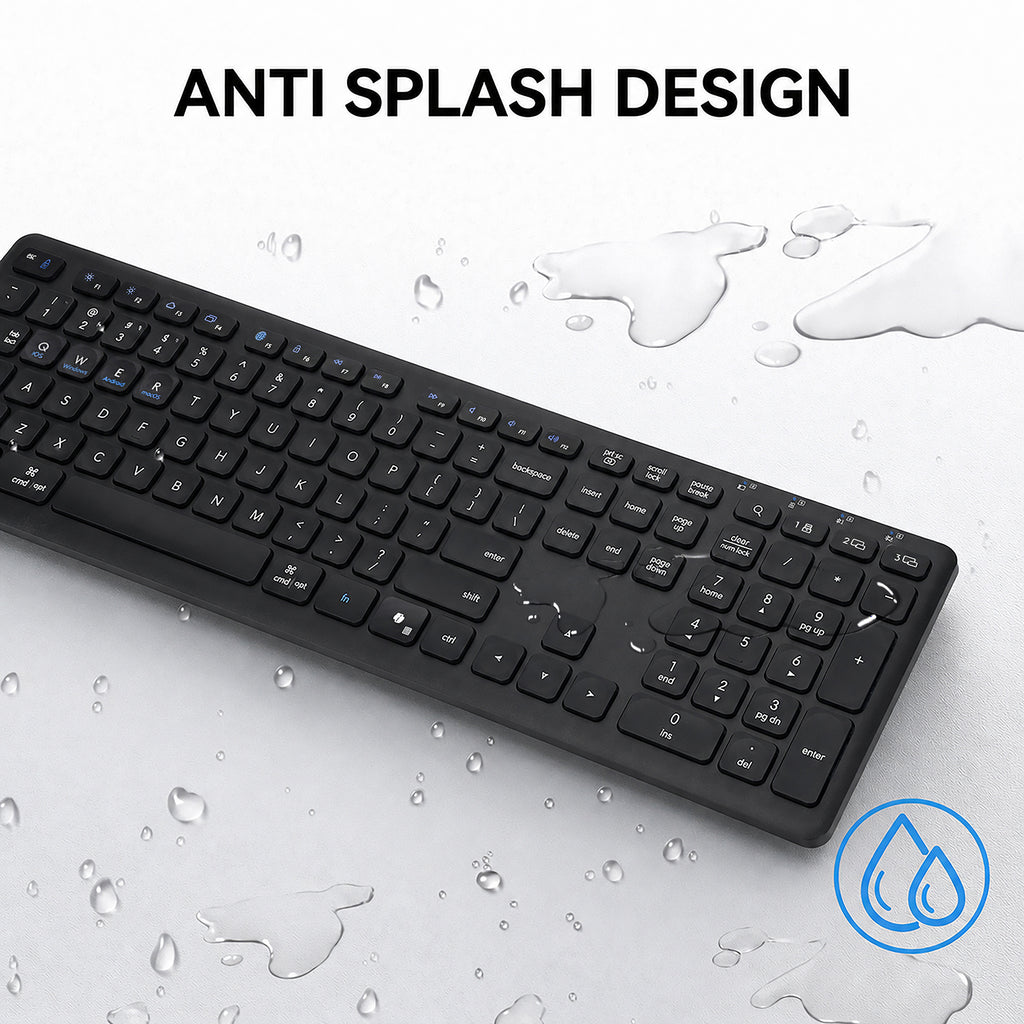 CITLLA Wireless Bluetooth Keyboard, Full Size Wireless Keyboard with Number Pad, Multi-Device Keyboard Wireless for Laptop, PC, Mac, iPad, Silent Scissor-Switch Cordless Keyboard with USB & Bluetooth