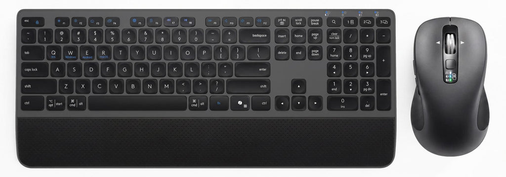 Wireless Keyboard and Mouse with Wrist Rest, Full Size Multi Device Keyboard and Mouse Combo, Bluetooth Keyboard and Mouse Combo for Laptop PC Mac, Work Keyboard and Mouse