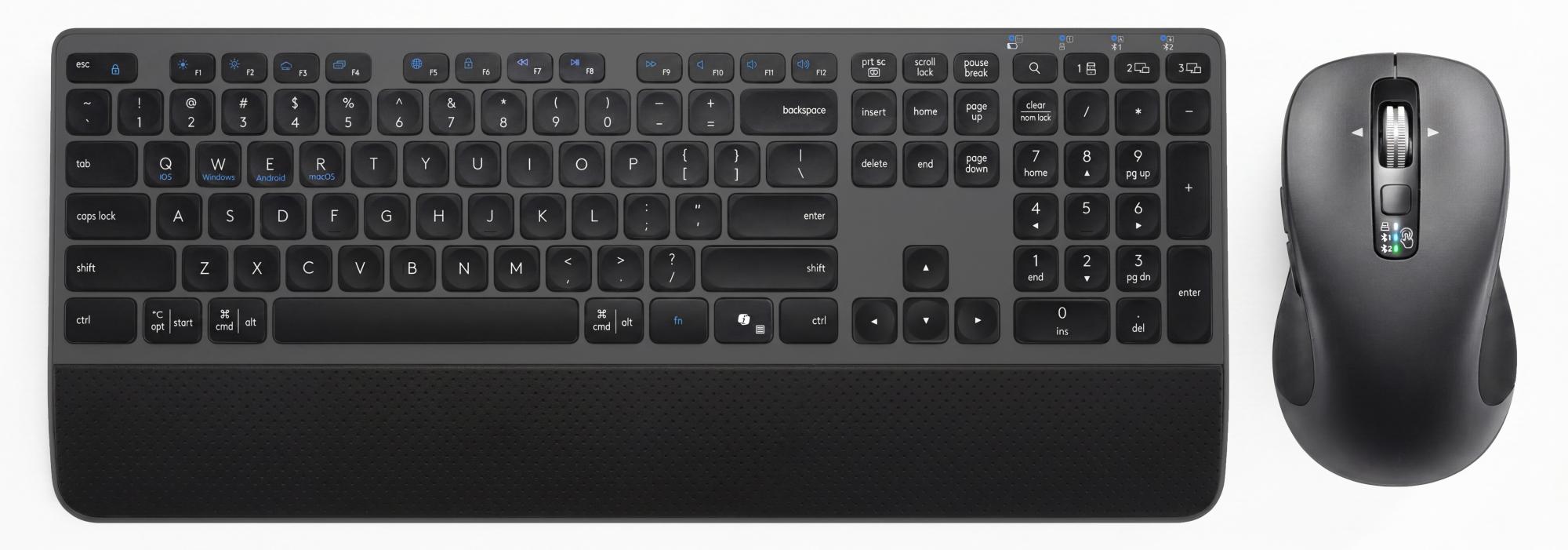 Wireless Keyboard and Mouse with Wrist Rest, Full Size Multi Device Keyboard and Mouse Combo, Bluetooth Keyboard and Mouse Combo for Laptop PC Mac, Work Keyboard and Mouse