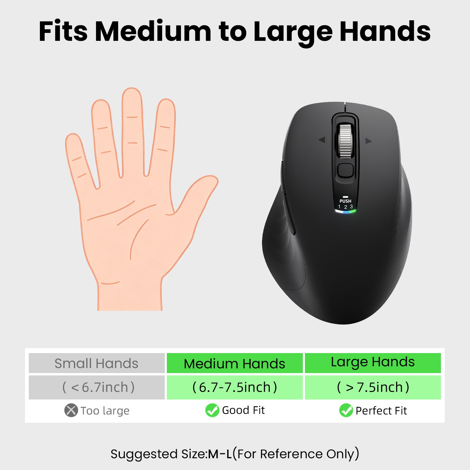 Wireless Bluetooth Mouse, Multi-Device Ergonomic Mouse with 5 Programmable Buttons, 4-Way Metal Scroll Wheel,4800 DPI Adjustable, 18-Month Battery Life, Silent Click, for Laptop, PC, Mac - Black